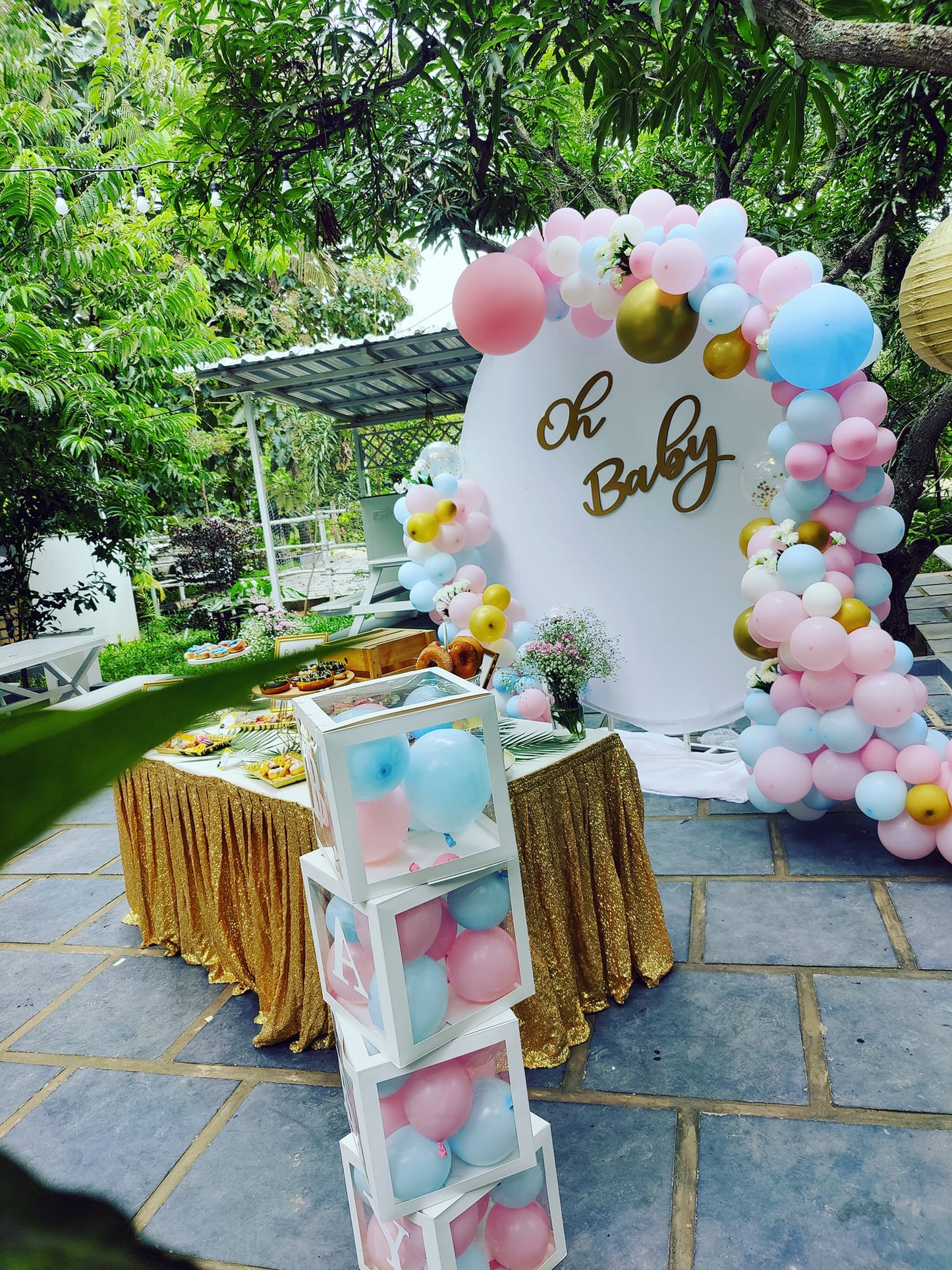 Bubbly Bloom Backdrop Baby Shower Decor