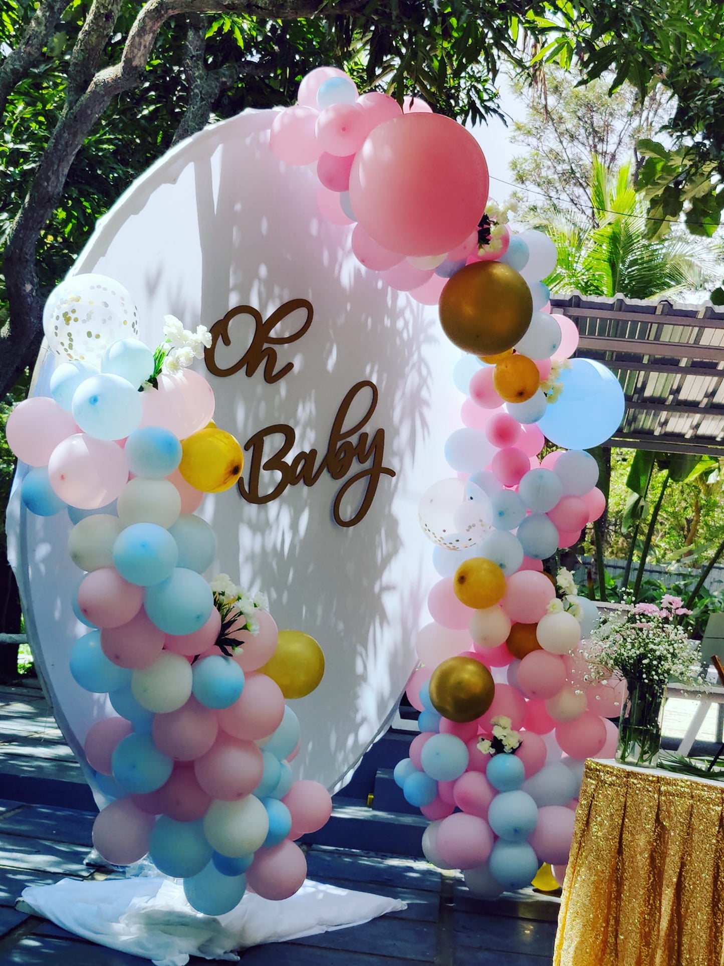 Bubbly Bloom Backdrop Baby Shower Decor