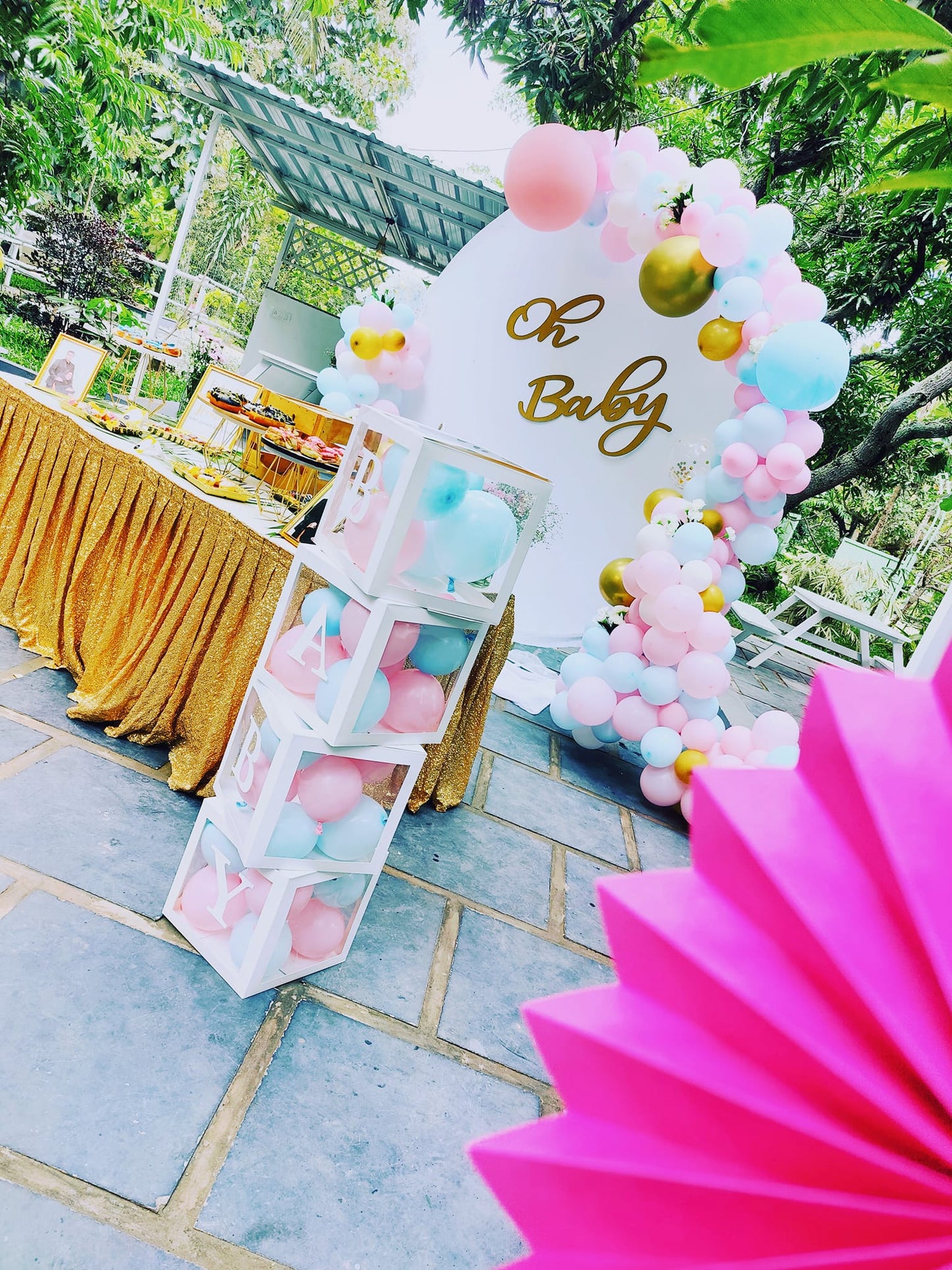Bubbly Bloom Backdrop Baby Shower Decor