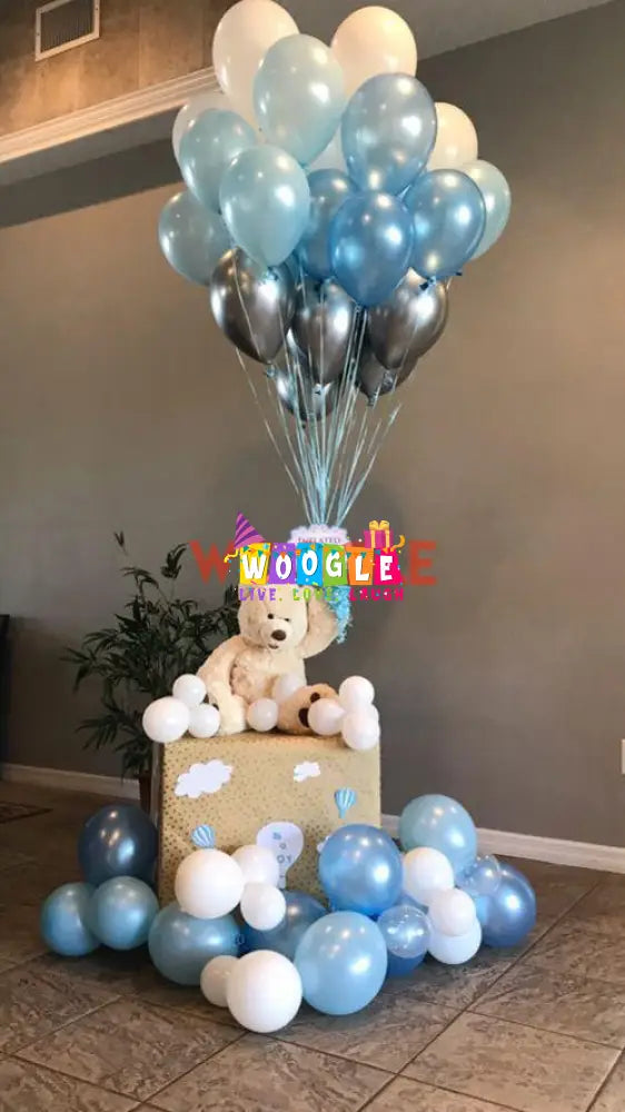 Blue & White Baby Shower Decor - Woogle