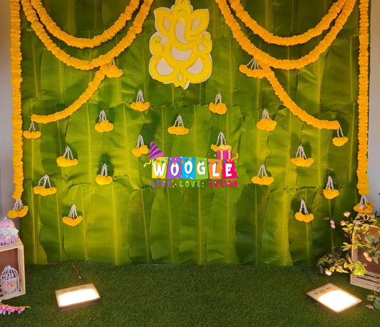 Green Yellow Lord Ganesha Naming Ceremony Decor